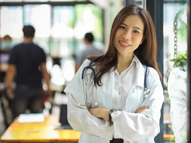 Smiling student in a cafe